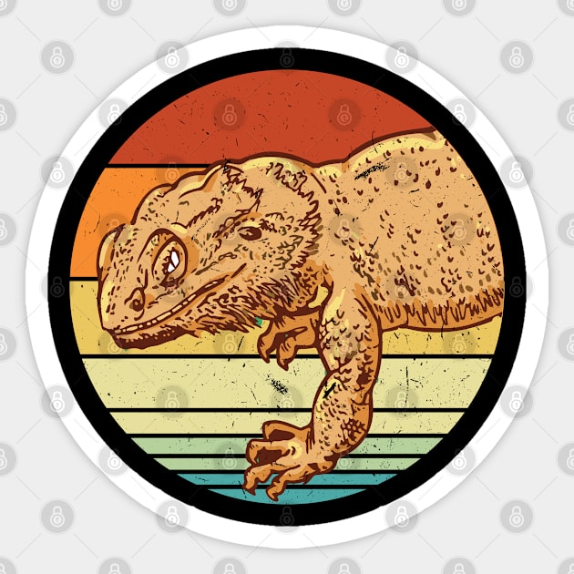 Vintage Retro Stile Pogona Lizard Bearded Dragon Sticker by Peco-Designs